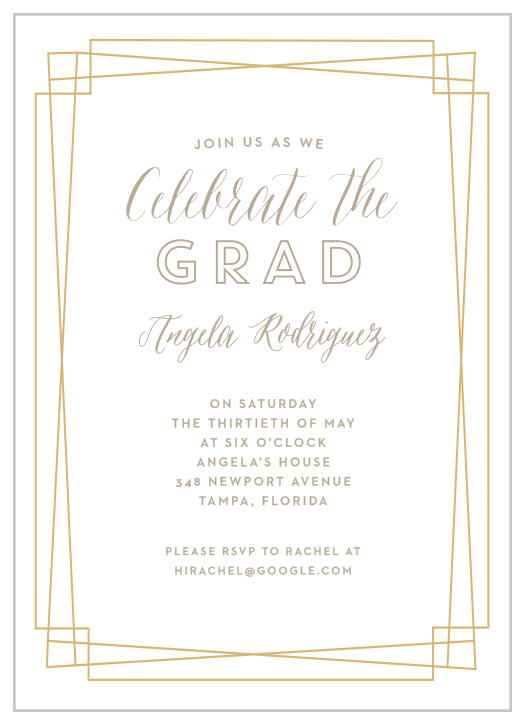 You'll love the ornate, gold accents of our Golden Details Graduation Party Invitations!