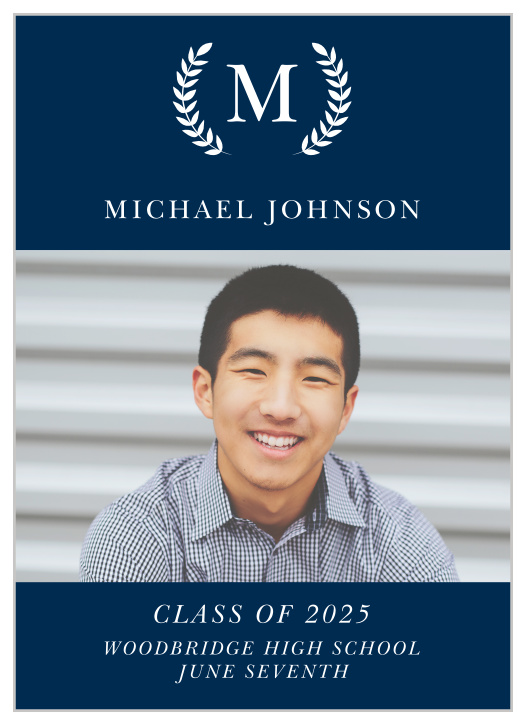 Announce your big achievement with our Monogram Laurel Graduation Announcements.