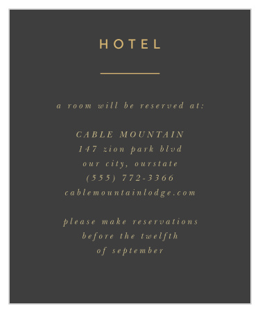 Ensure your friends and family and content and comfortable in the upcoming days to your wedding with our Minimal Band Accommodation Cards.