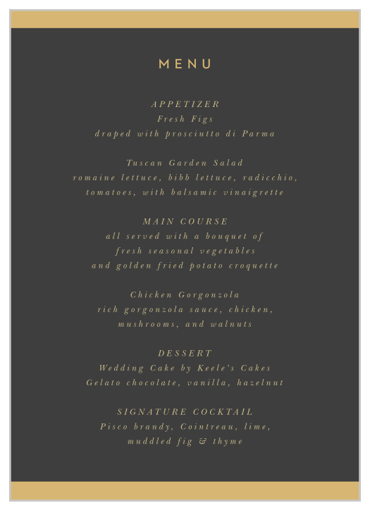 Inform your family and friends what will be served on your wedding day with our Minimal Band Wedding Menus.