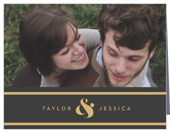 Express your gratitude to your family and friends for their support on your wedding day with our Minimal Band Thank You Cards.