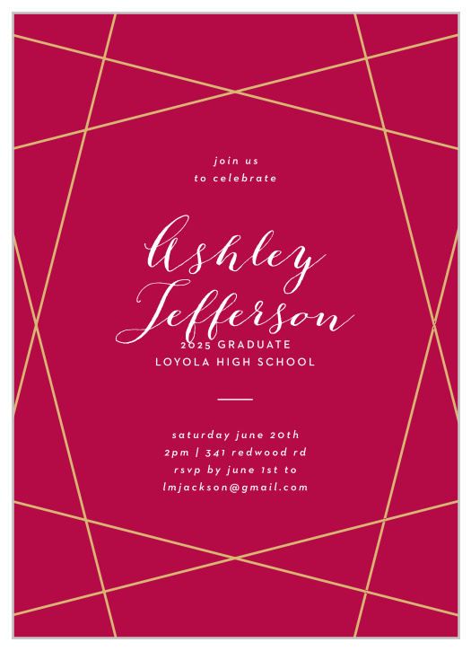 Gather friends and family together to support you on your celebration day with our Gemstone Grad Graduation Invitations.