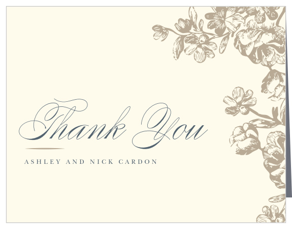 Beautiful flowers wrap around the corners of our Sketched Botanicals Wedding Thank You Cards!