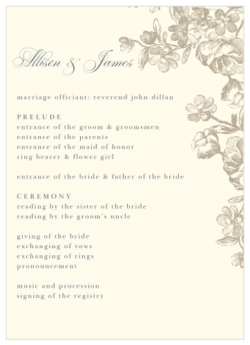 Covered in intricately-drawn florals, out Sketched Botanicals Wedding Programs are beautiful and absolutely unforgettable!