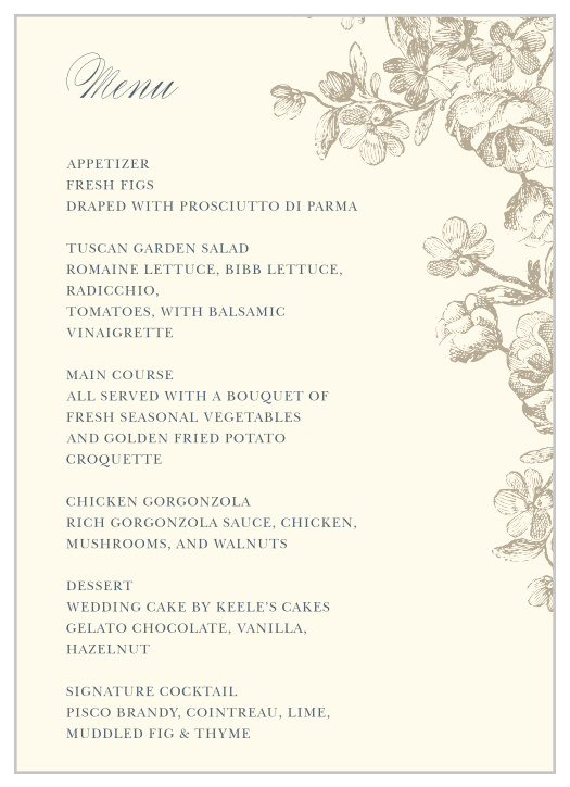 Covered in intricately-drawn florals, out Sketched Botanicals Wedding Menus are beautiful and absolutely unforgettable!