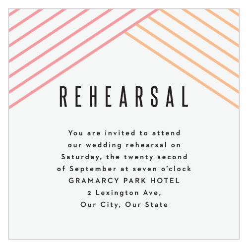 Make sure you invite your closest loved ones to your pre-wedding celebrations, using our Pattern Stripes Rehearsal Cards!