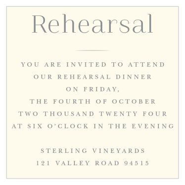 You'll love the simple beauty of our Classic Elegance Rehearsal Cards. 