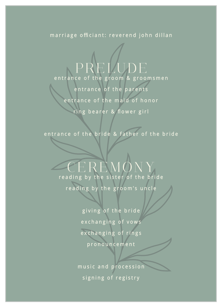 Leafy Label Wedding Programs