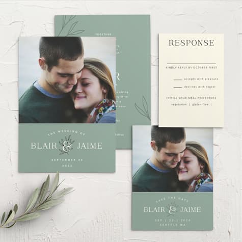Leafy Label Wedding Invitations