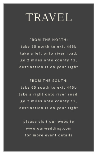 Our Leafy Label Direction Cards are a perfectly elegant way to keep your guests from getting lost. 