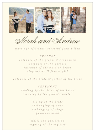Modern Stacks Wedding Programs describe every moment and member of your wedding ceremony, even as you take each step down the aisle.