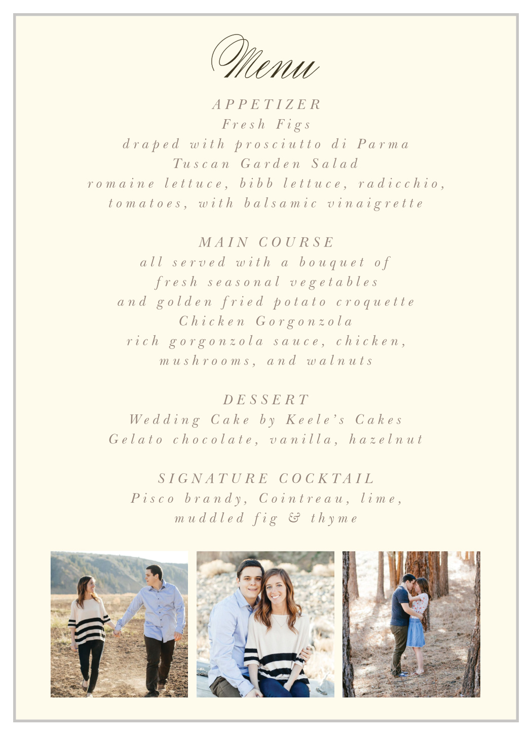 Modern Stacks Wedding Menus