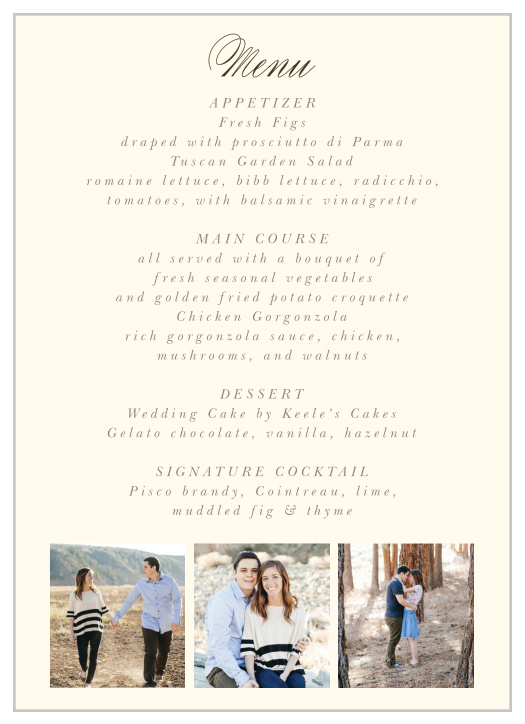 Modern Stacks Wedding Menus