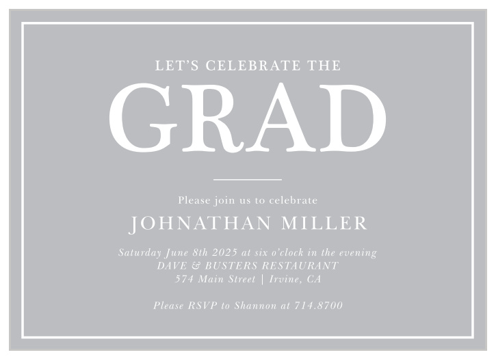 Request the company of family and friends to support you on your big day with our Silver Tassel Graduation Invitations.