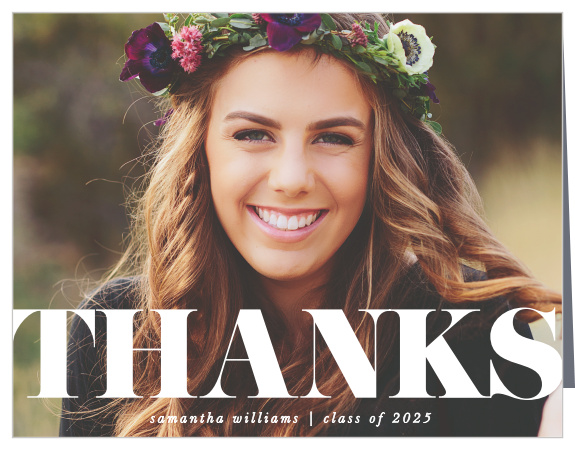 Express your gratitude to your friends and family for their support on your big day with our Grad Block Graduation Thank You Card.
