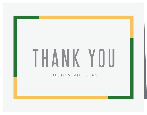 A funky yellow and green border surrounds your text on our Color Frame Graduation Thank You Card! 