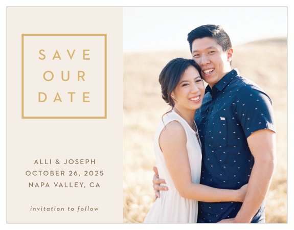 The simple design of our Minimal Block Wedding Save-the-Date Cards will perfectly match the elegance of your upcoming wedding.