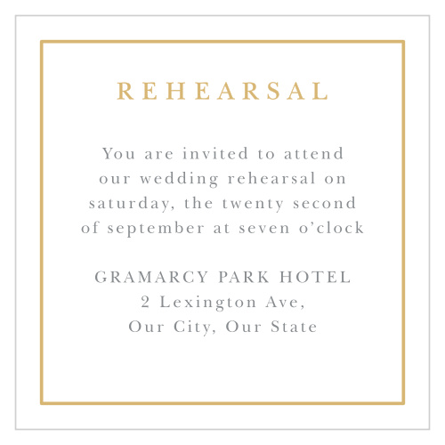 Our Completely Centered Rehearsal Cards bring friends and family together the night before your wedding to ensure everything goes smoothly!
