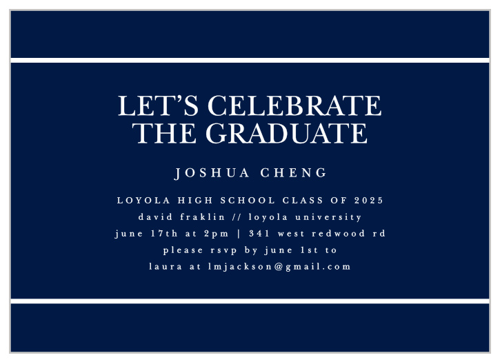 Request the presence of your friends and family to come and support you on your big day with our Mod Milestone Graduation Invitations.