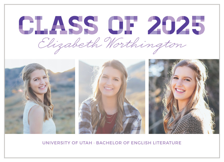 You’ve worked hard for so long. At last, it’s almost time. Announce your big achievement with our Patterned Sentiment Graduation Announcements. 