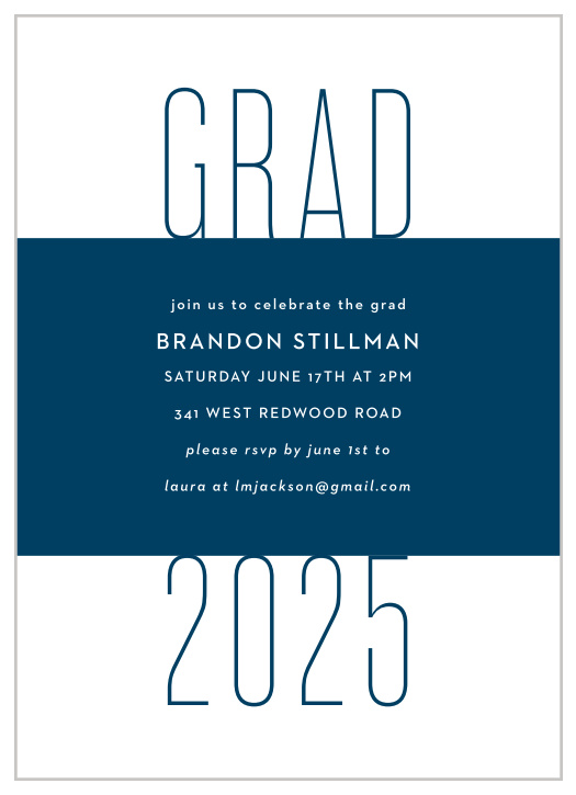 Gather your loved ones together to join the celebration of your astonishing achievement with our Contemporary Grad Graduation Invitations.