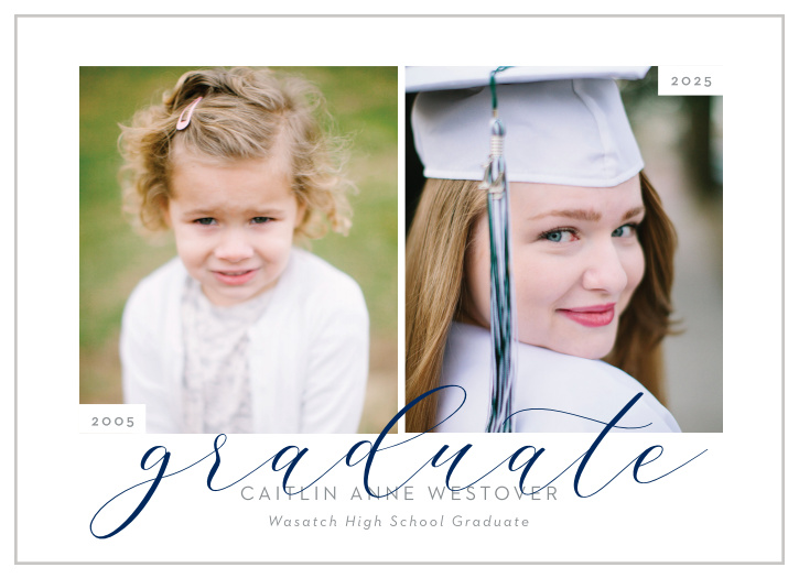 Announce your graduating achievement to your family and friends in a modern manner with our Past & Present Graduation Announcements.