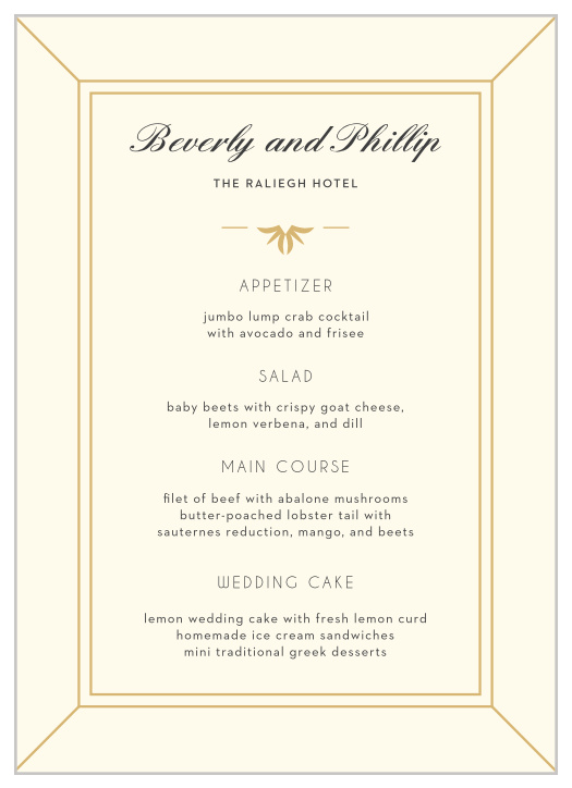 Our MaeMae's Beverly Wedding Menus are a perfectly elegant way to treat your guests to a memorable dining experience.