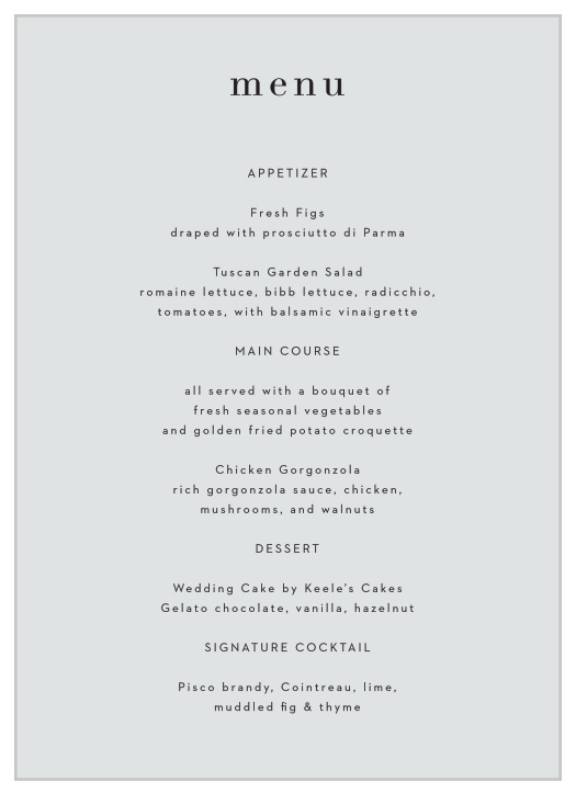 Let loved ones know what will be served at your reception with the minimalist look of our Cascading Photo Wedding Menus.