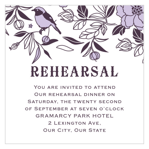 Our MaeMae's Midge Rehearsal Cards are a perfect way to let your most important guests know about your rehearsal.