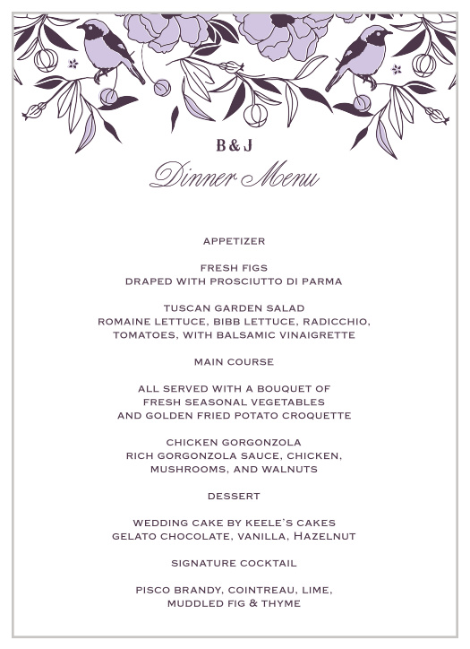 Our MaeMae's Midge Wedding Menus are a perfectly gorgeous way to treat your guests to a memorable dining experience.