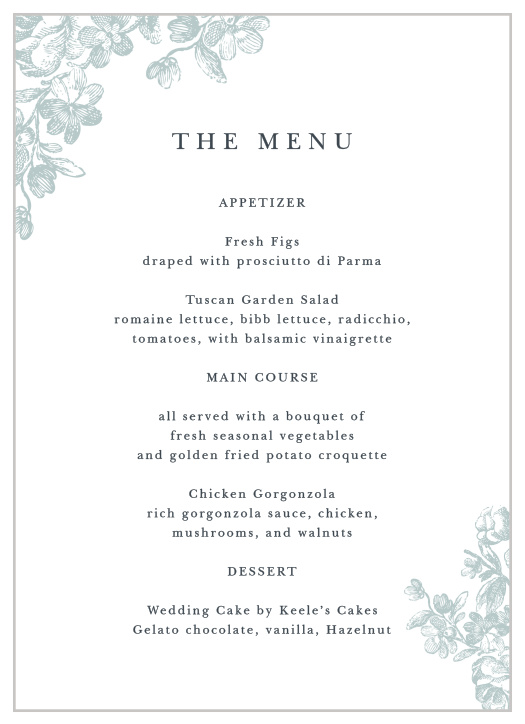 Create the perfect dining experience with our Victorian Square Wedding Menus.