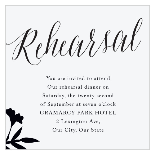 Gather together the people you adore most with our stunningly simple MaeMae's Jett Rehearsal Cards.