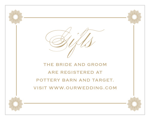 Our chic MaeMae's Bette Registry Cards are perfect for directing your loved ones to your wedding wish list.