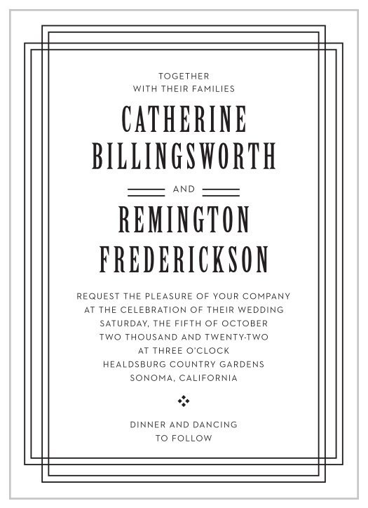 Gather your friends and family around you for your wedding festivities with MaeMae's Billingsworth Wedding Invitations.