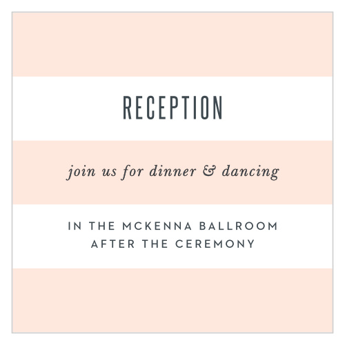 The Willie Reception Cards, designed by our talented guest designer MaeMae, are covered in pink and white stripes that will add a pop of color to your wedding invitation package! 