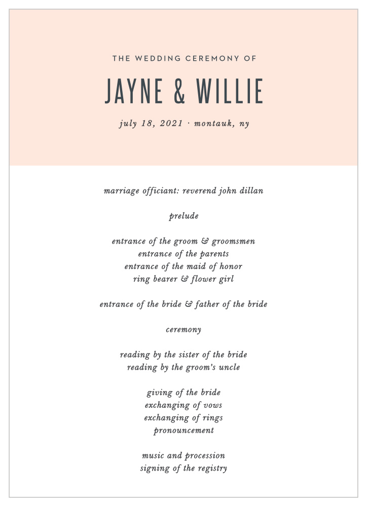 MaeMae's Willie Wedding Programs
