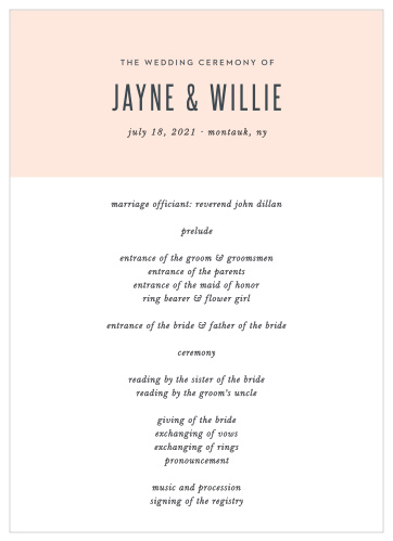 You'll love the modern color block design of our guest designer MaeMae's Willie Wedding Programs!