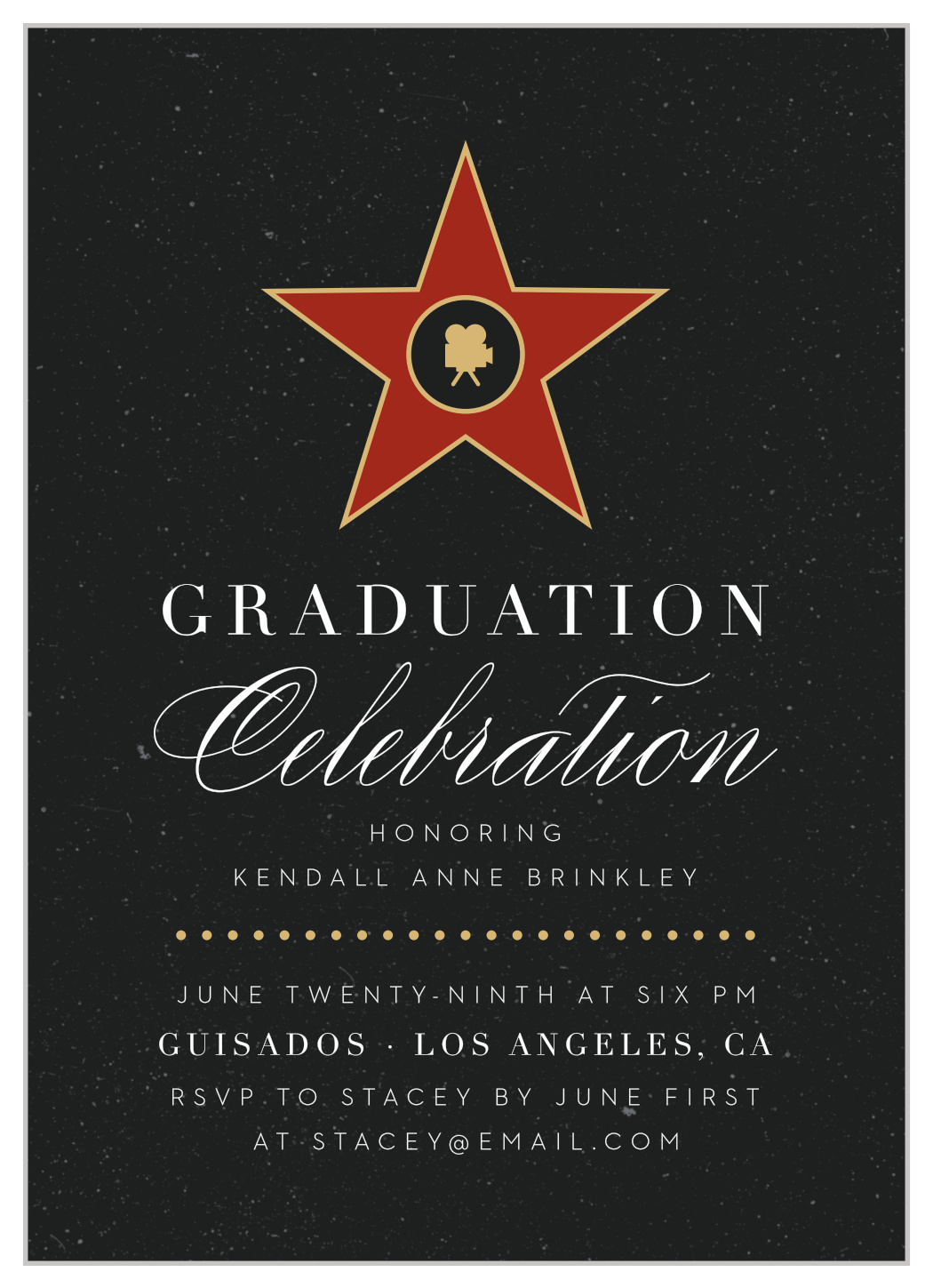 Hollywood Star Graduation Invitations