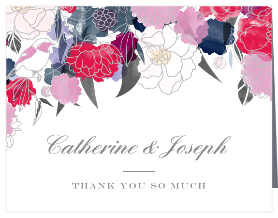 Created by our talented guest designer MaeMae and featuring a unique watercolor design, these beautiful wedding thank you cards will warm the hearts of all your loved ones.