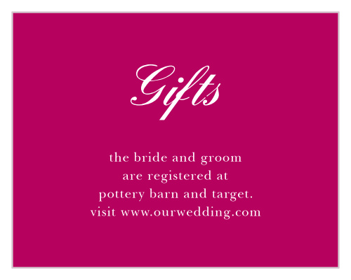 You'll love the vibrant fuchsia color of our MaeMae's Mamie Registry Cards.