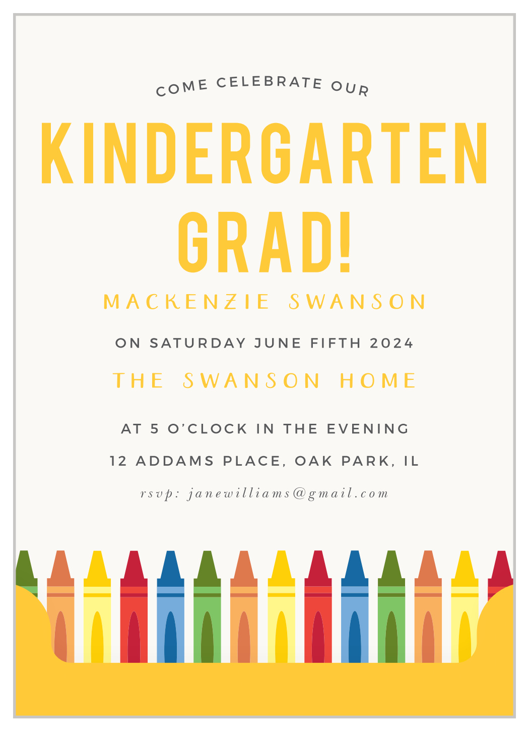 Kindergarten Crayon Graduation Invitations