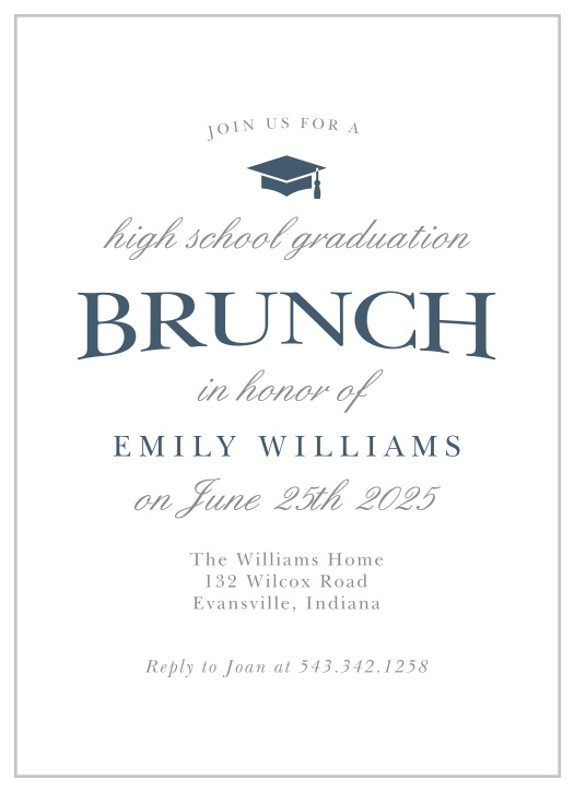 Bring your friends and family together for a celebration using our Simple Brunch Graduation Invitations.