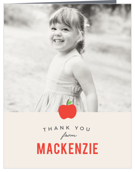 Express your appreciation to friends and family for their support on the big day with our Kindergarten Apple Graduation Thank You Card.