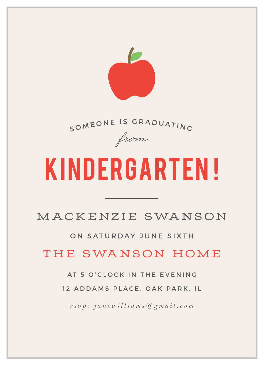 Kindergarten Apple Graduation Invitations