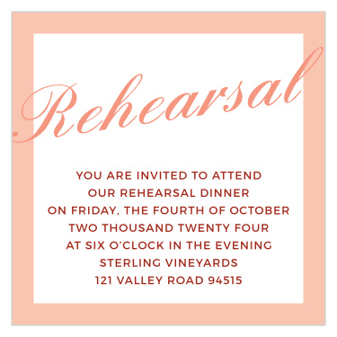 Enjoy a lovely time with your friends and family before the big day with our MaeMae's Beau Rehearsal Cards. 