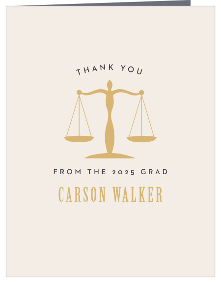 Thank your friends and family for their support on your big day with our Law School Graduation Thank You Card.