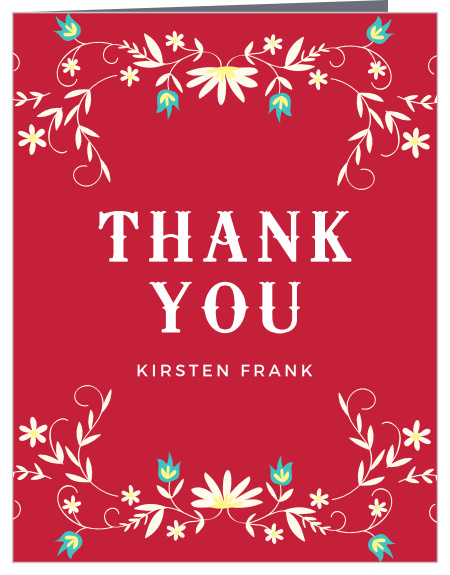 Our classically colored Fiesta Flowers Graduation Thank You Card uses bright hues and soft tones to catch and hold your guests' eye!