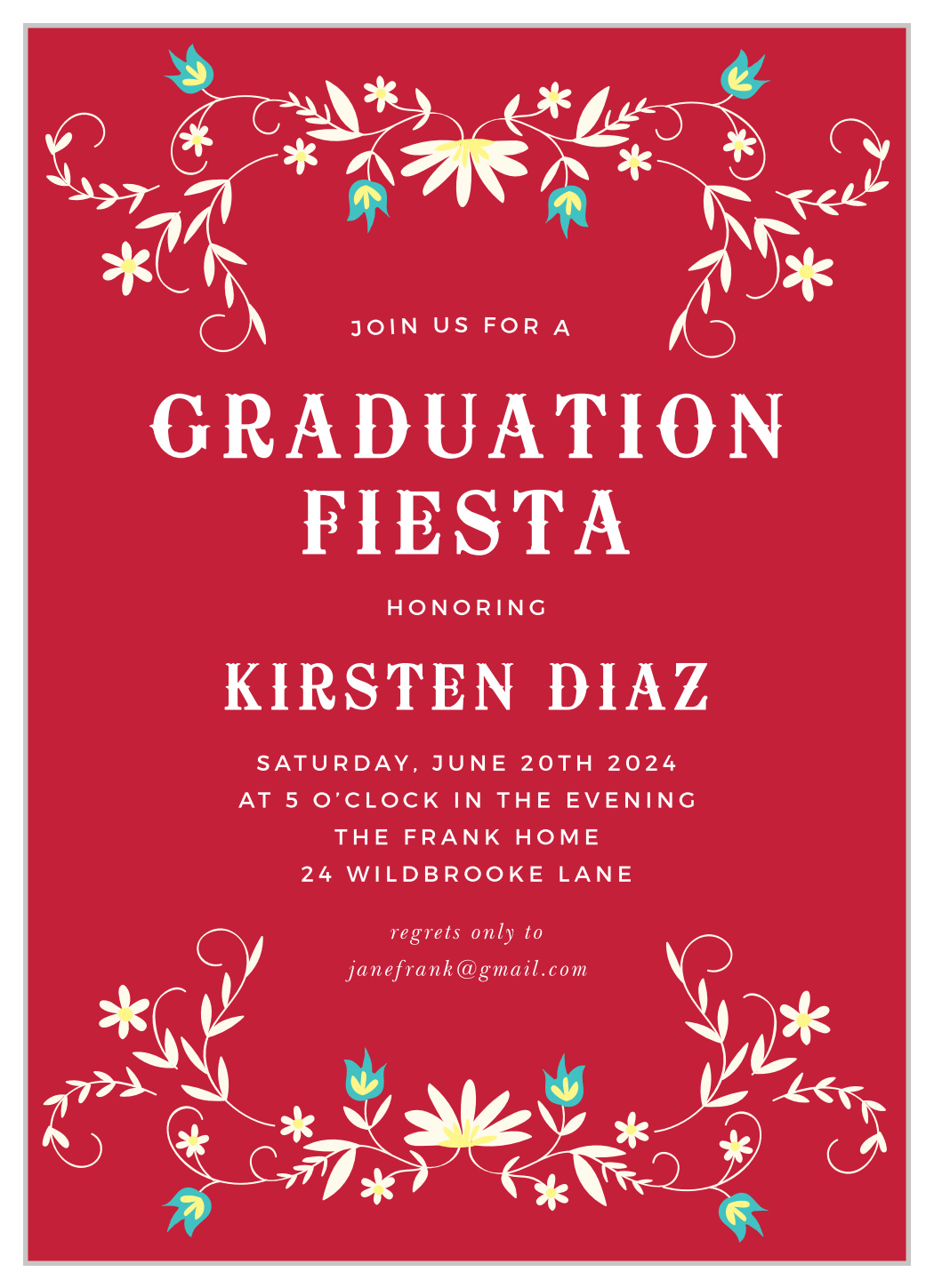 Fiesta Flowers Graduation Invitations
