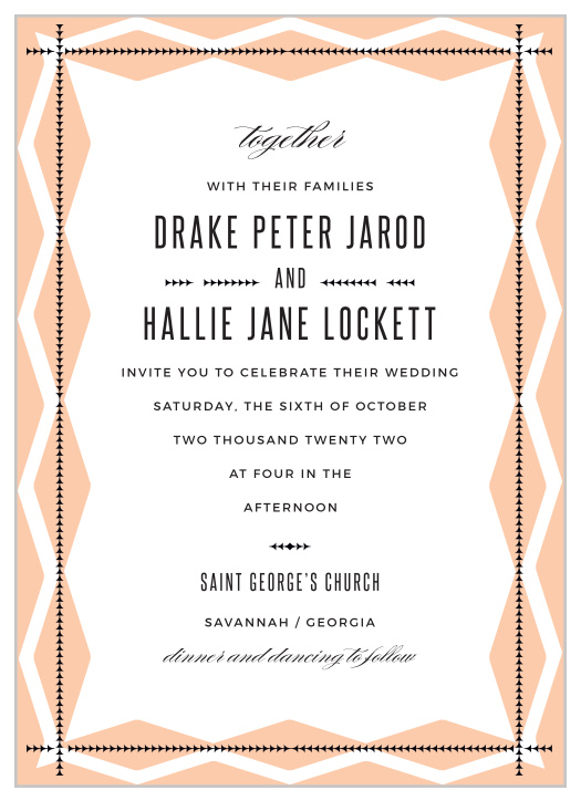 Request the presence of your family and friends to witness your wedding ceremony with our MaeMae's Ralph Wedding Invitations.