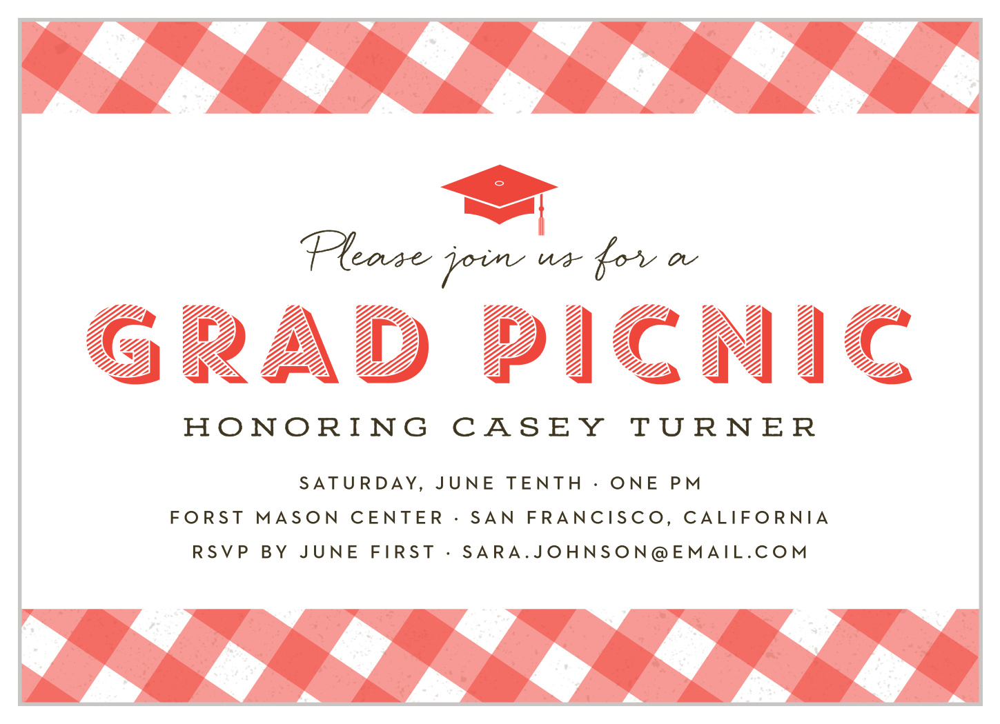 Picnic Plaid Graduation Invitations